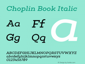 Choplin Book Italic Version 1.000;PS 001.000;hotconv 1.0.70;makeotf.lib2.5.58329 Font Sample