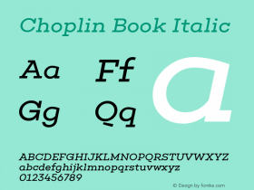 Choplin Book Italic Version 1.000;PS 001.000;hotconv 1.0.70;makeotf.lib2.5.58329图片样张