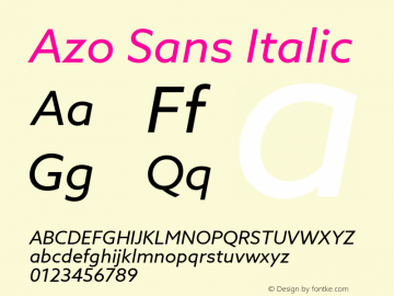 AzoSans-Italic Version 1.000 Font Sample