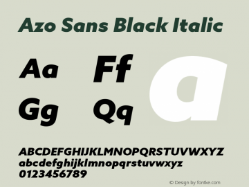 AzoSans-BlackItalic Version 1.000 Font Sample