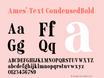 Ames' Text CondensedBold Version 1.000;PS 001.000;hotconv 1.0.70;makeotf.lib2.5.58329 Font Sample