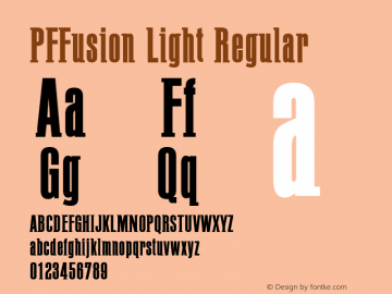 PFFusion Light Regular Macromedia Fontographer 4.1 18/4/2002 Font Sample