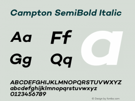 Campton SemiBold Italic Version 1.000;PS 001.000;hotconv 1.0.70;makeotf.lib2.5.58329图片样张