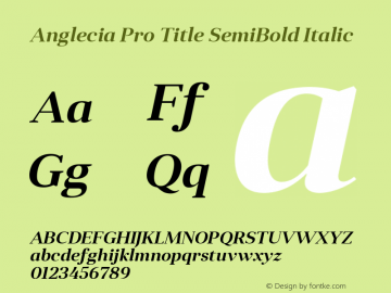 Anglecia Pro Title SemiBold Italic Version 001.000图片样张
