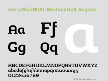 Adria Slab W00 Medium UprightIt Version 1.30 Font Sample