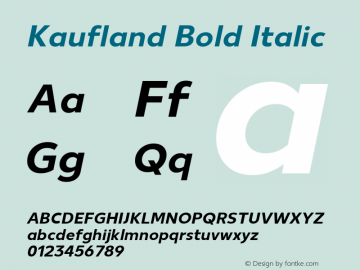 Kaufland Bold Italic Version 8.000 Font Sample