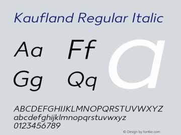 Kaufland Regular Italic Version 8.000 Font Sample