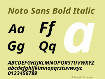 Noto Sans Bold Italic Version 2.001; ttfautohint (v1.8.2) Font Sample