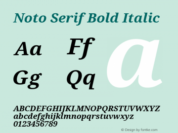 Noto Serif Bold Italic Version 2.001; ttfautohint (v1.8.2)图片样张