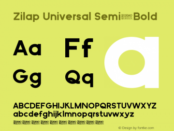 Zilap Universal Semi-Bold Version 1.00 November 16, 2018, initial release图片样张