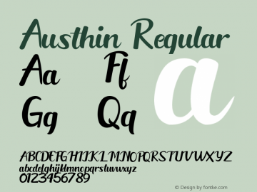 Austhin Version 1.00;December 4, 2018;FontCreator 11.5.0.2427 64-bit Font Sample