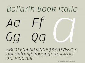 Ballarih-BookItalic Version 1.000;PS 001.000;hotconv 1.0.88;makeotf.lib2.5.64775图片样张