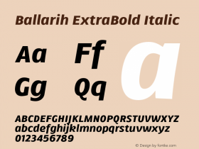 Ballarih-ExtraBoldItalic Version 1.000;PS 001.000;hotconv 1.0.88;makeotf.lib2.5.64775图片样张