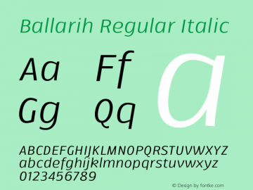 Ballarih-RegularItalic Version 1.000;PS 001.000;hotconv 1.0.88;makeotf.lib2.5.64775 Font Sample