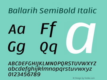 Ballarih-SemiBoldItalic Version 1.000;PS 001.000;hotconv 1.0.88;makeotf.lib2.5.64775 Font Sample