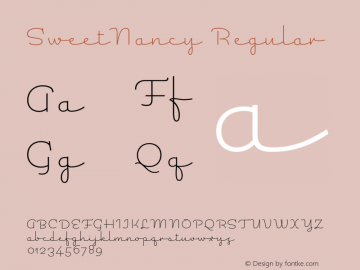 SweetNancy-Regular Version 1.000;PS 001.000;hotconv 1.0.88;makeotf.lib2.5.64775 Font Sample