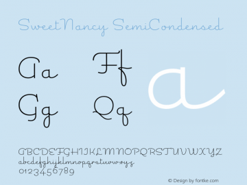 SweetNancy-SemiCondensed Version 1.000;PS 001.000;hotconv 1.0.88;makeotf.lib2.5.64775 Font Sample