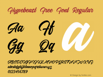 Hypebeast Free Font Version 1.000 Font Sample