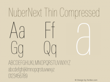 NuberNext-ThinCompressed Version 001.000 October 2018;YWFTv17 Font Sample