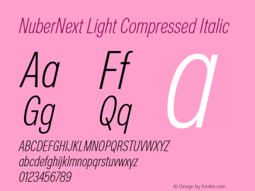 NuberNext-LightCompIta Version 001.000 October 2018;YWFTv17 Font Sample
