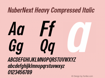 NuberNext-HeavyCompIta Version 001.000 October 2018;YWFTv17 Font Sample