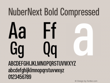 NuberNext-BoldCompressed Version 001.000 October 2018;YWFTv17 Font Sample