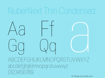 NuberNext-ThinCondensed Version 001.000 October 2018;YWFTv17 Font Sample