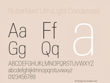 NuberNext-UltraLightCondensed Version 001.000 October 2018;YWFTv17 Font Sample