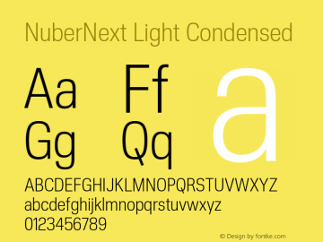 NuberNext-LightCondensed Version 001.000 October 2018;YWFTv17 Font Sample