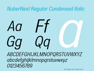 NuberNext-RegCondIta Version 001.000 October 2018;YWFTv17 Font Sample