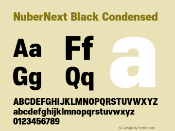 NuberNext-BlackCondensed Version 001.000 October 2018;YWFTv17 Font Sample