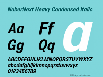 NuberNext-HeavyCondIta Version 001.000 October 2018;YWFTv17 Font Sample