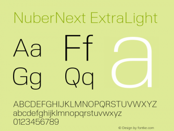 NuberNext-ExtraLight Version 001.000 October 2018;YWFTv17 Font Sample