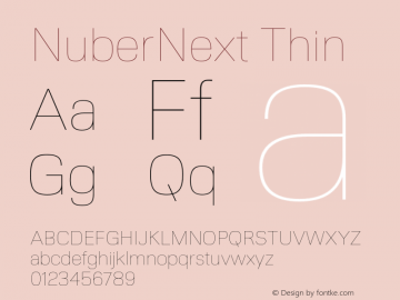 NuberNext-Thin Version 001.000 October 2018;YWFTv17 Font Sample