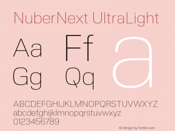 NuberNext-UltraLight Version 001.000 October 2018;YWFTv17 Font Sample