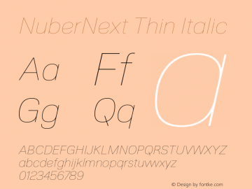 NuberNext-ThinItalic Version 001.000 October 2018;YWFTv17 Font Sample