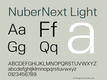 NuberNext-Light Version 001.000 October 2018;YWFTv17 Font Sample