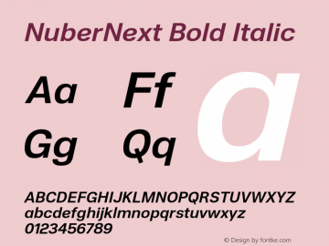 NuberNext-BoldItalic Version 001.000 October 2018;YWFTv17 Font Sample