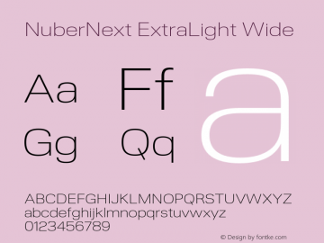 NuberNext-ExtraLightWide Version 001.000 October 2018;YWFTv17 Font Sample