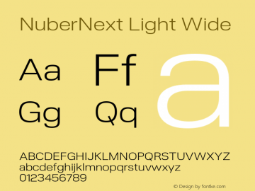 NuberNext-LightWide Version 001.000 October 2018;YWFTv17 Font Sample