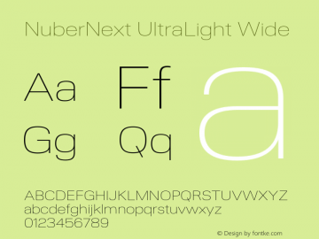 NuberNext-UltraLightWide Version 001.000 October 2018;YWFTv17 Font Sample