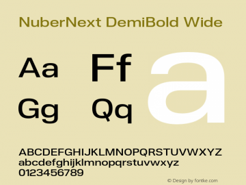 NuberNext-DemiBoldWide Version 001.000 October 2018;YWFTv17 Font Sample