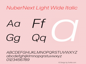 NuberNext-LightWideItalic Version 001.000 October 2018;YWFTv17 Font Sample