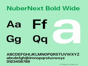 NuberNext-BoldWide Version 001.000 October 2018;YWFTv17 Font Sample