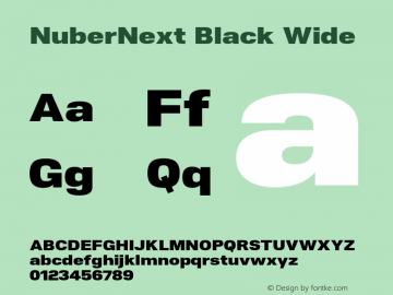 NuberNext-BlackWide Version 001.000 October 2018;YWFTv17 Font Sample