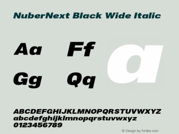 NuberNext-BlackWideItalic Version 001.000 October 2018;YWFTv17 Font Sample