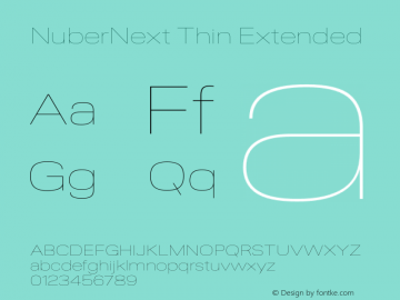 NuberNext-ThinExtended Version 001.000 October 2018;YWFTv17 Font Sample