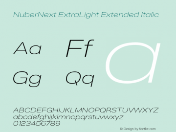 NuberNext-ExtLtExtIta Version 001.000 October 2018;YWFTv17 Font Sample