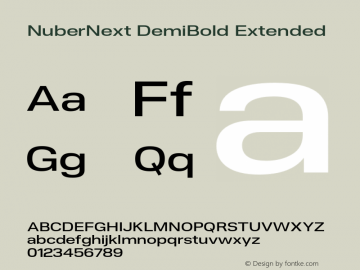 NuberNext-DemiBoldExtended Version 001.000 October 2018;YWFTv17 Font Sample