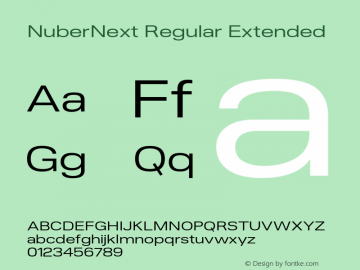 NuberNext-RegularExtended Version 001.000 October 2018;YWFTv17 Font Sample